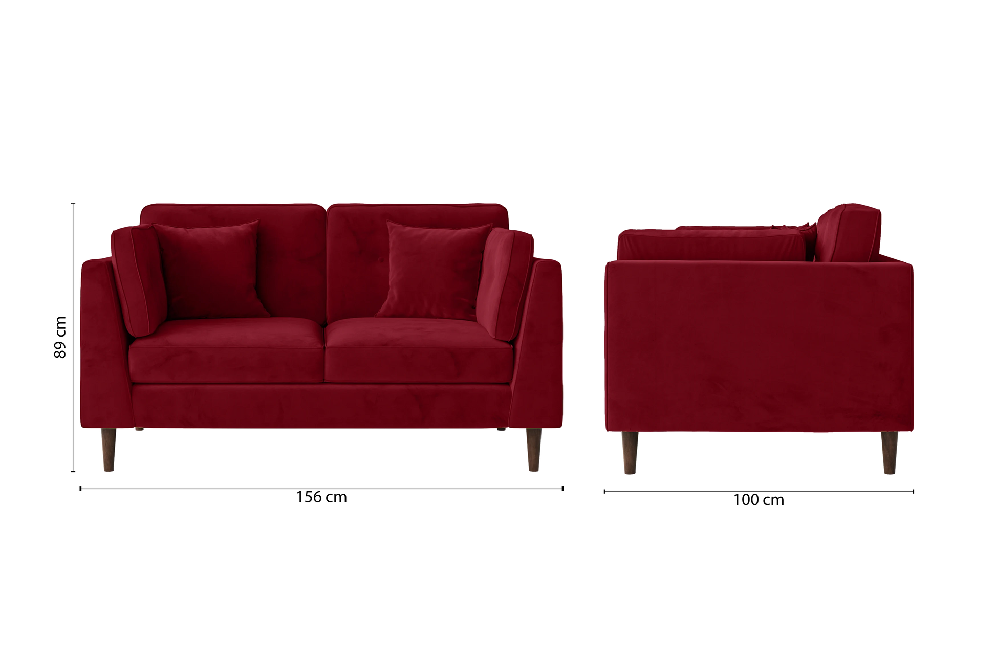 Ragusa 2 Seater Sofa Red Velvet