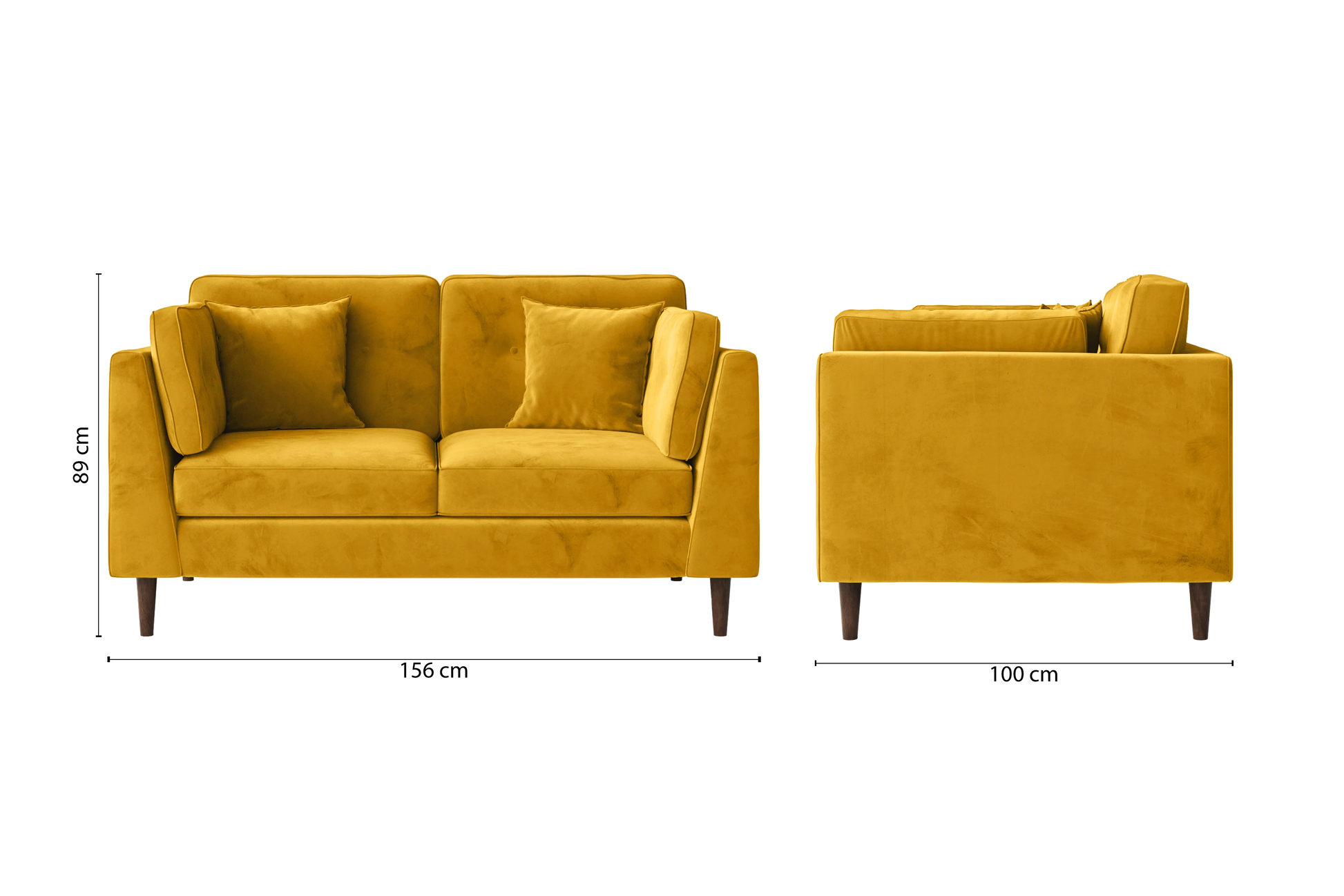 Ragusa 2 Seater Sofa Yellow Velvet