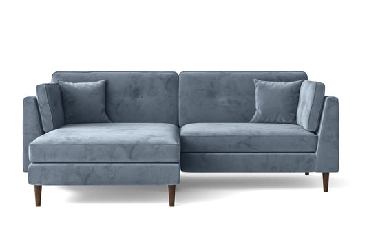 Ragusa 3 Seater Left Hand Facing Chaise Lounge Corner Sofa Baby Blue Velvet