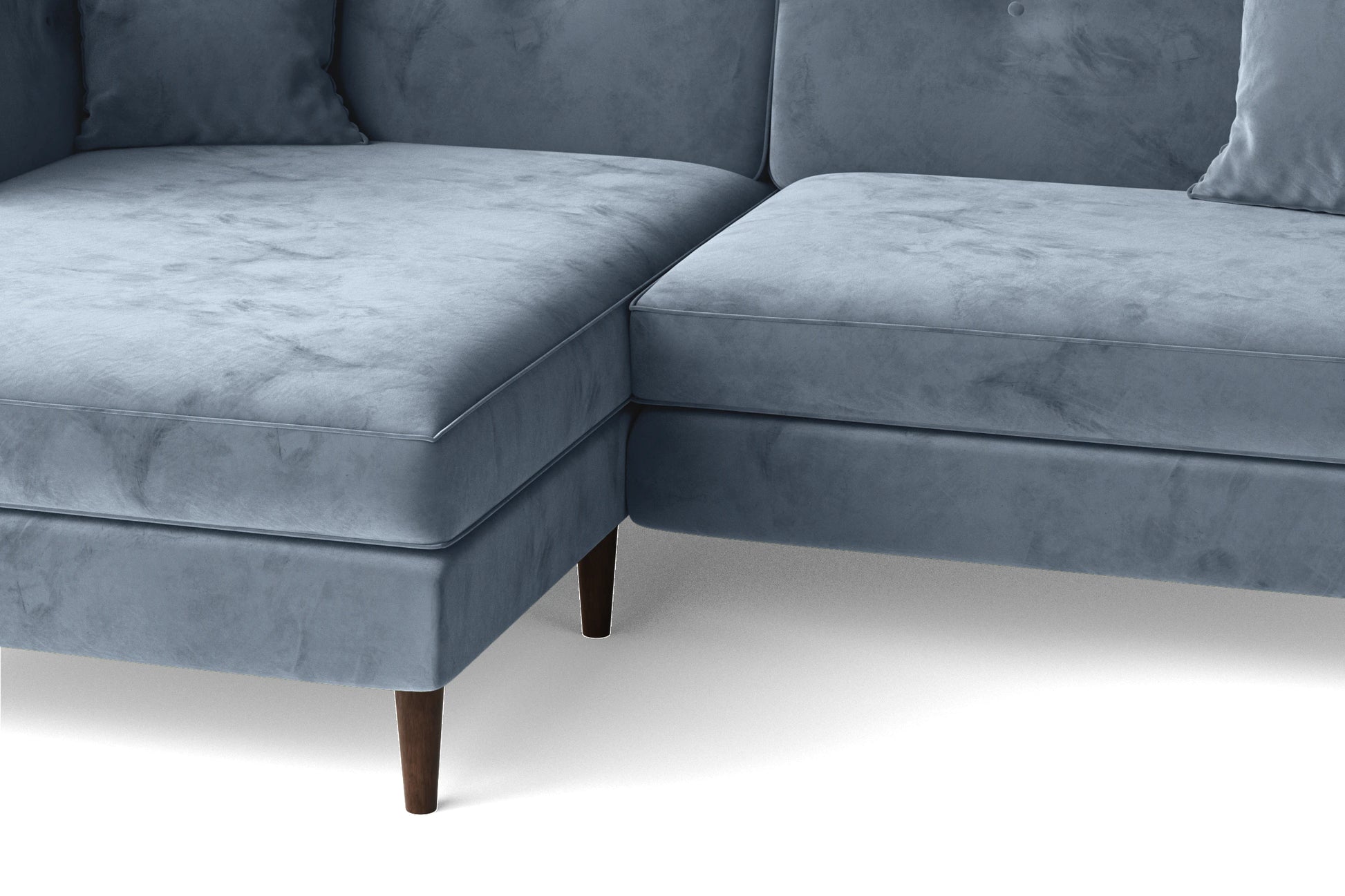 Ragusa 3 Seater Left Hand Facing Chaise Lounge Corner Sofa Baby Blue Velvet