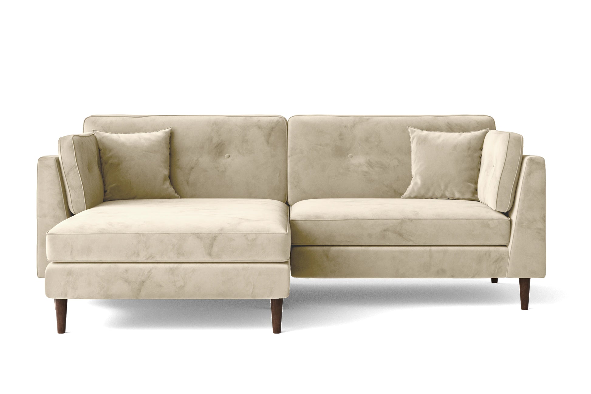 Ragusa 3 Seater Left Hand Facing Chaise Lounge Corner Sofa Cream Velvet