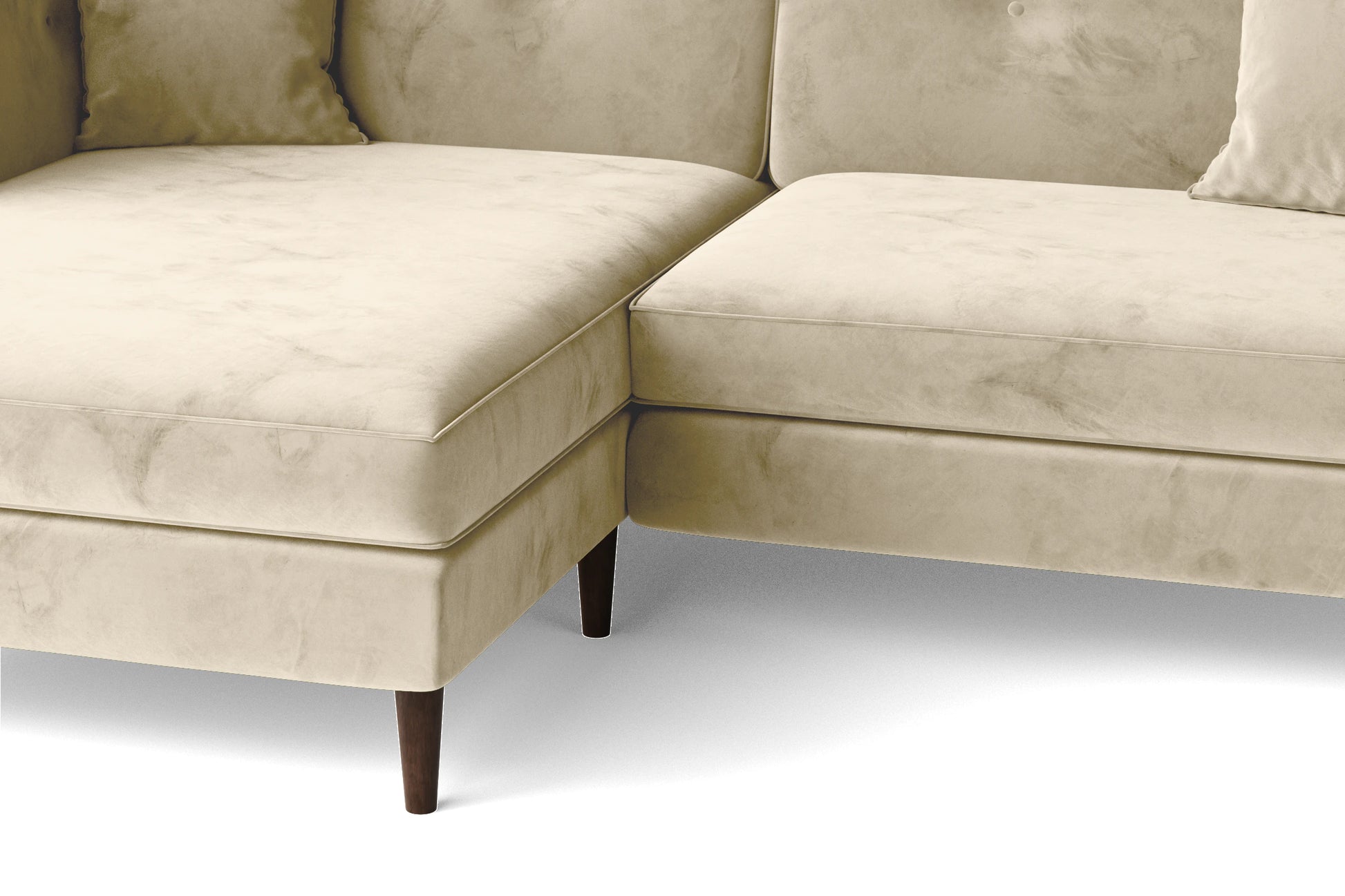 Ragusa 3 Seater Left Hand Facing Chaise Lounge Corner Sofa Cream Velvet