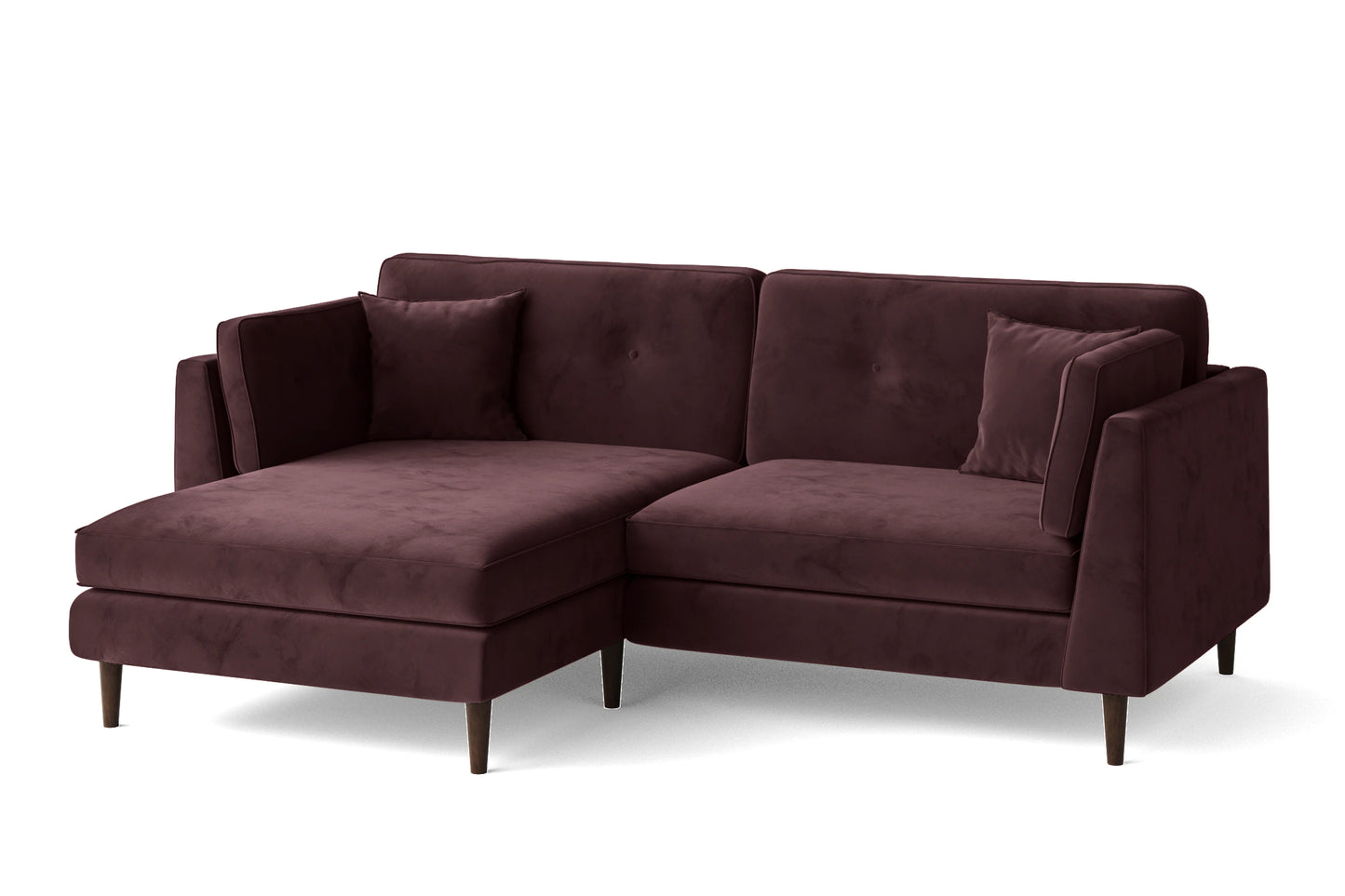 Ragusa 3 Seater Left Hand Facing Chaise Lounge Corner Sofa Grape Velvet