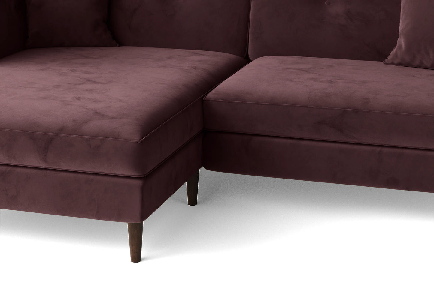 Ragusa 3 Seater Left Hand Facing Chaise Lounge Corner Sofa Grape Velvet