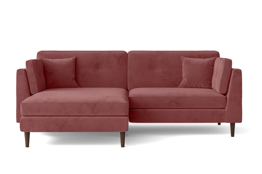 Ragusa 3 Seater Left Hand Facing Chaise Lounge Corner Sofa Pink Velvet