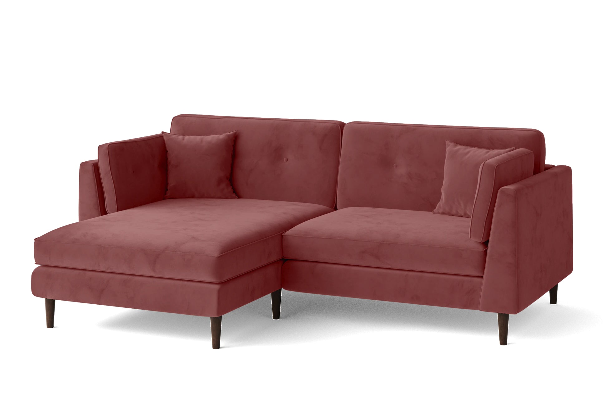 Ragusa 3 Seater Left Hand Facing Chaise Lounge Corner Sofa Pink Velvet