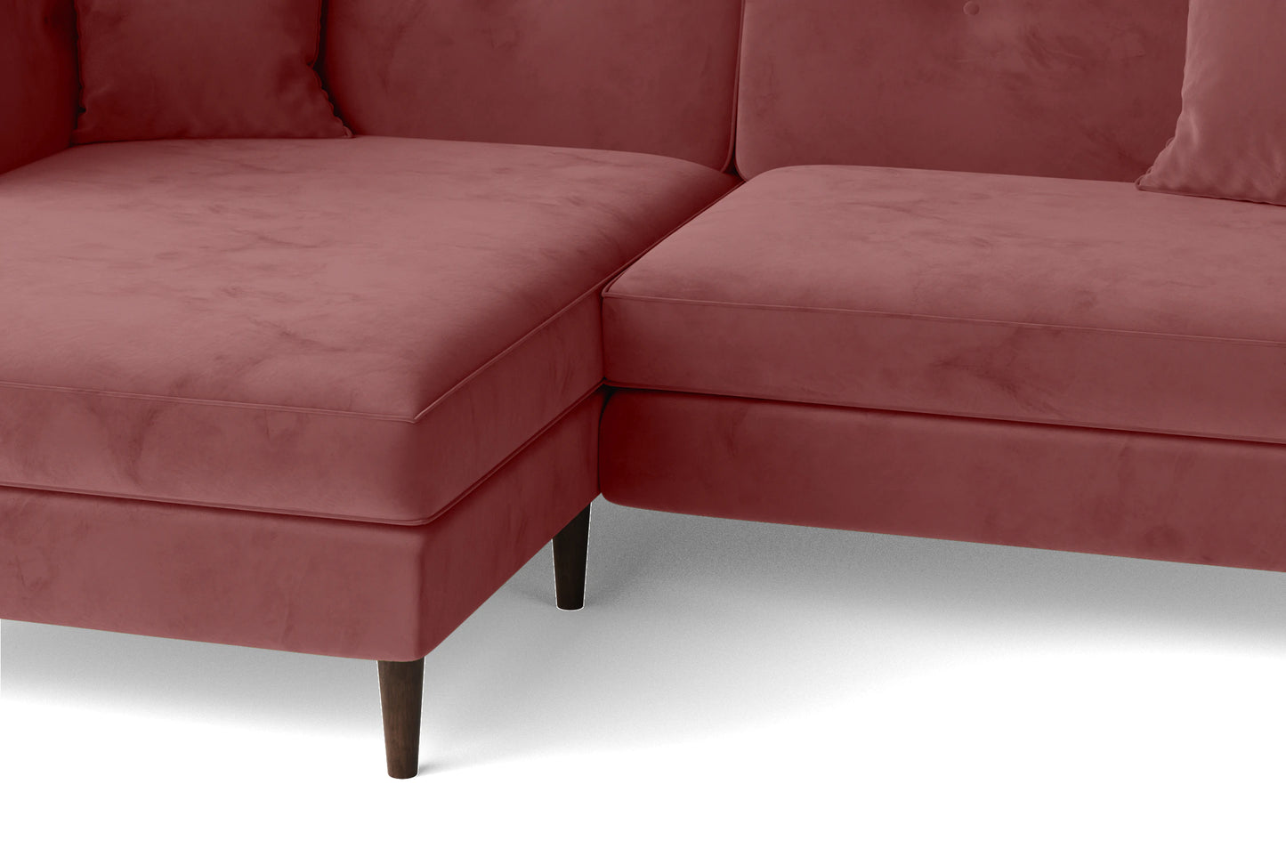 Ragusa 3 Seater Left Hand Facing Chaise Lounge Corner Sofa Pink Velvet