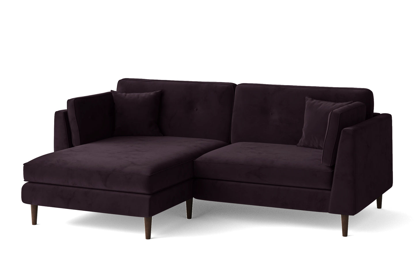 Ragusa 3 Seater Left Hand Facing Chaise Lounge Corner Sofa Purple Velvet