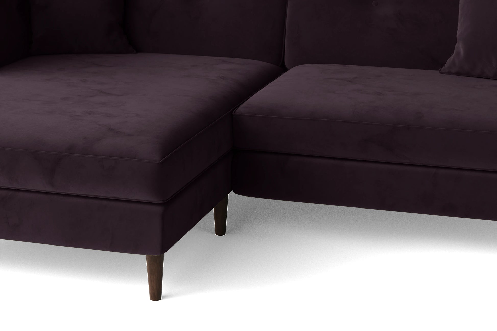 Ragusa 3 Seater Left Hand Facing Chaise Lounge Corner Sofa Purple Velvet