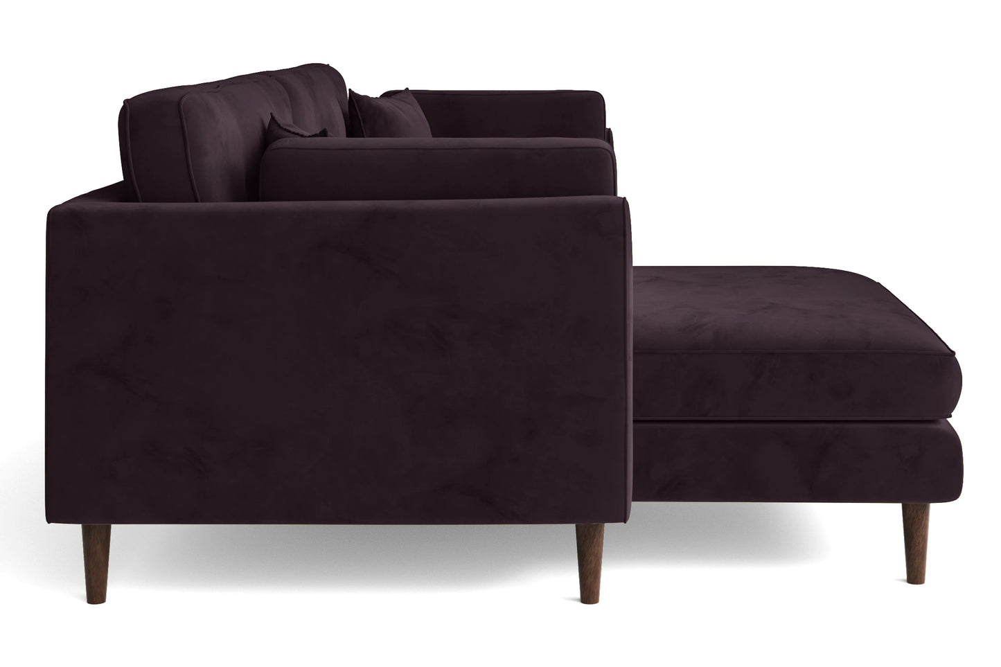 Ragusa 3 Seater Left Hand Facing Chaise Lounge Corner Sofa Purple Velvet