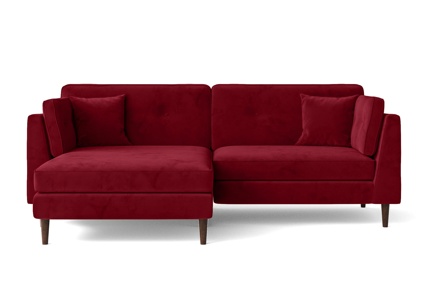 Ragusa 3 Seater Left Hand Facing Chaise Lounge Corner Sofa Red Velvet