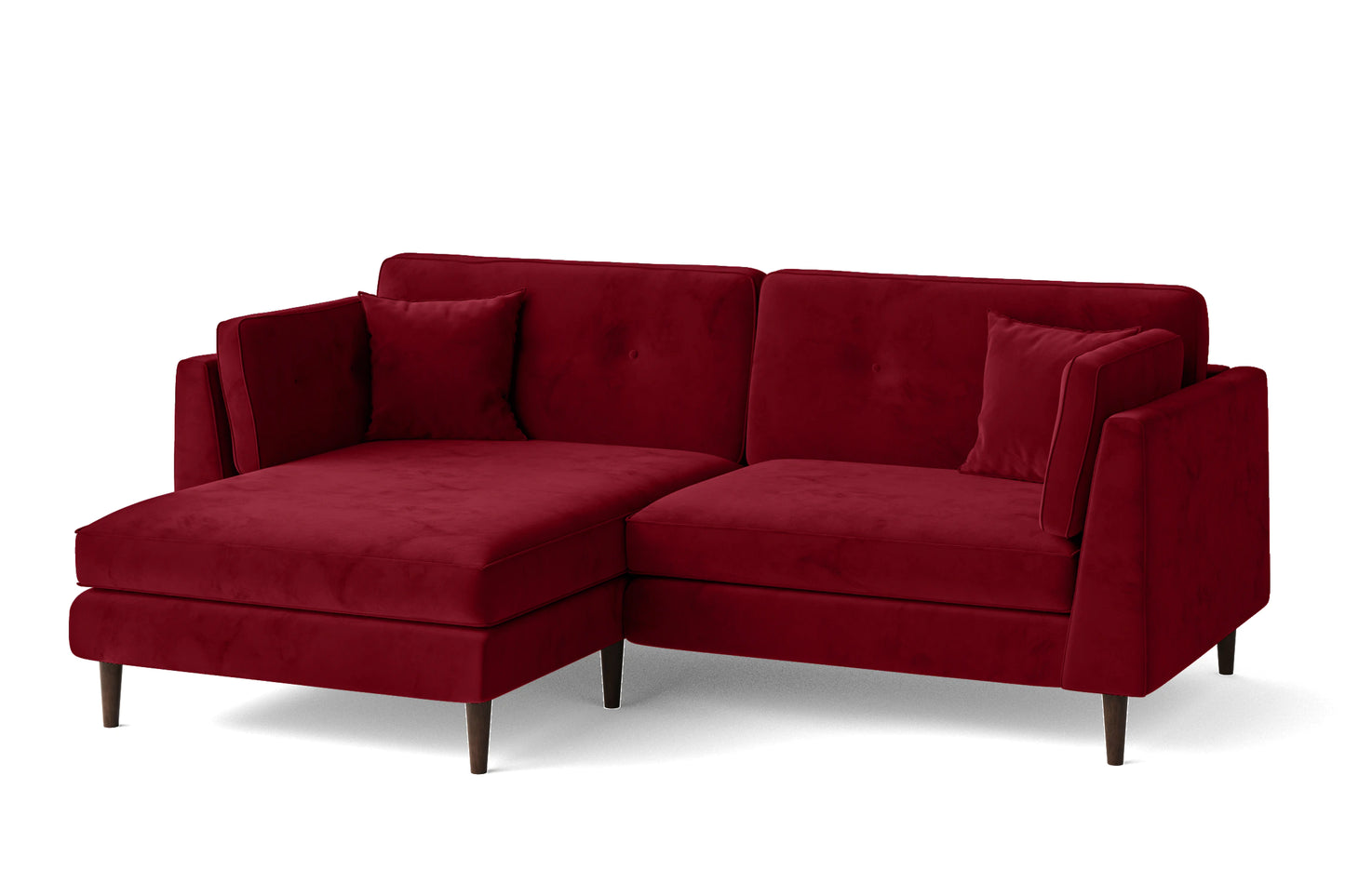 Ragusa 3 Seater Left Hand Facing Chaise Lounge Corner Sofa Red Velvet