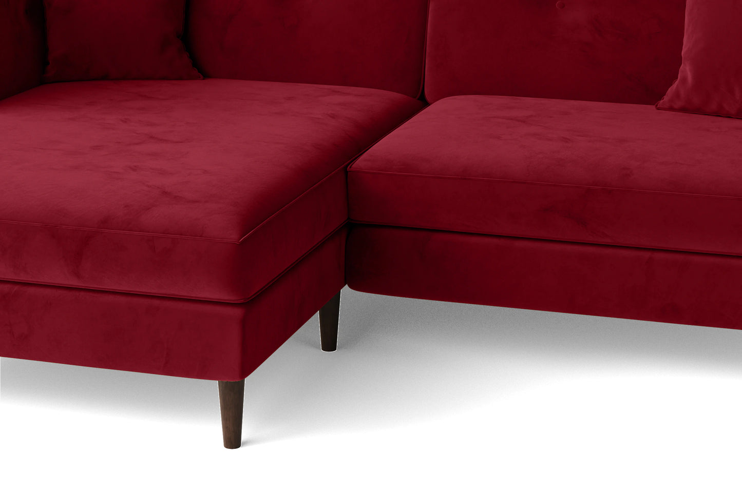 Ragusa 3 Seater Left Hand Facing Chaise Lounge Corner Sofa Red Velvet