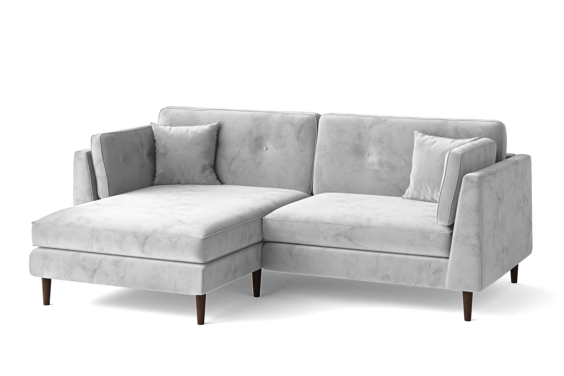 Ragusa 3 Seater Left Hand Facing Chaise Lounge Corner Sofa White Velvet