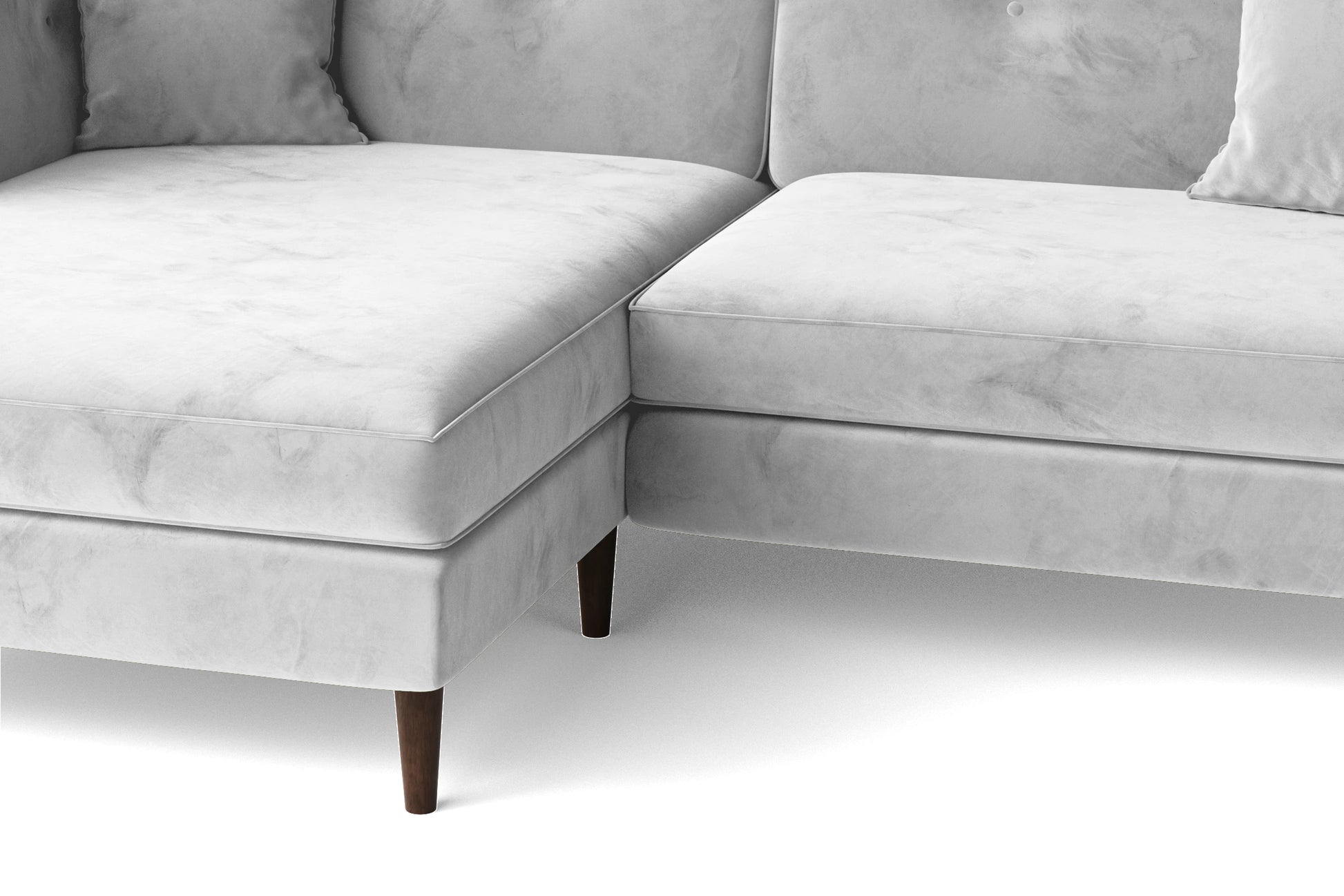 Ragusa 3 Seater Left Hand Facing Chaise Lounge Corner Sofa White Velvet