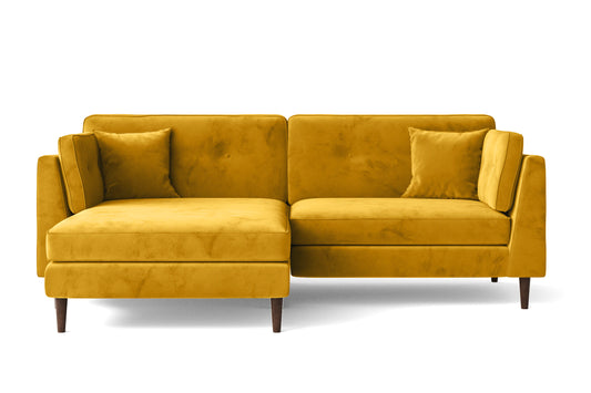 Ragusa 3 Seater Left Hand Facing Chaise Lounge Corner Sofa Yellow Velvet