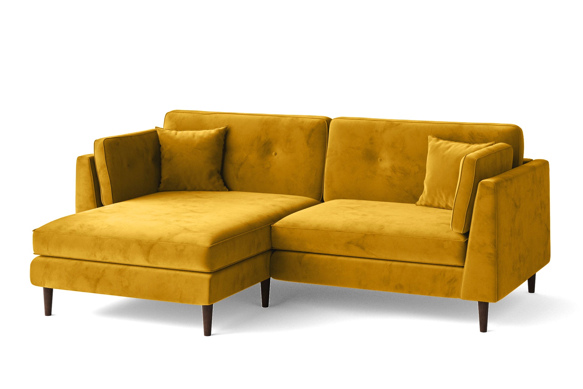 Ragusa 3 Seater Left Hand Facing Chaise Lounge Corner Sofa Yellow Velvet