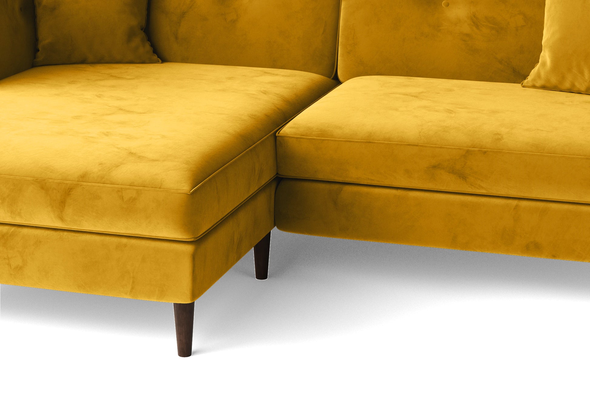 Ragusa 3 Seater Left Hand Facing Chaise Lounge Corner Sofa Yellow Velvet