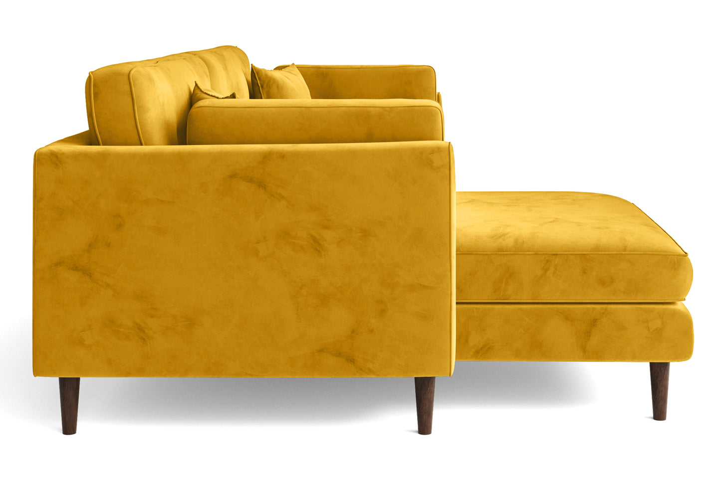 Ragusa 3 Seater Left Hand Facing Chaise Lounge Corner Sofa Yellow Velvet