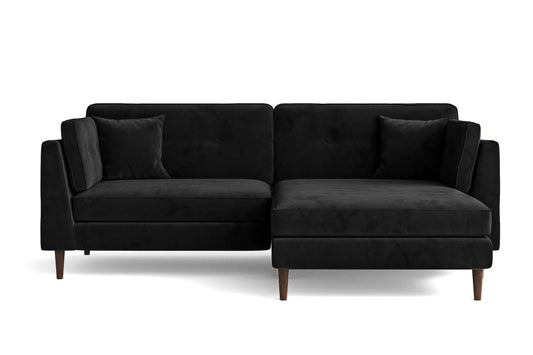 Ragusa 3 Seater Right Hand Facing Chaise Lounge Corner Sofa Black Velvet