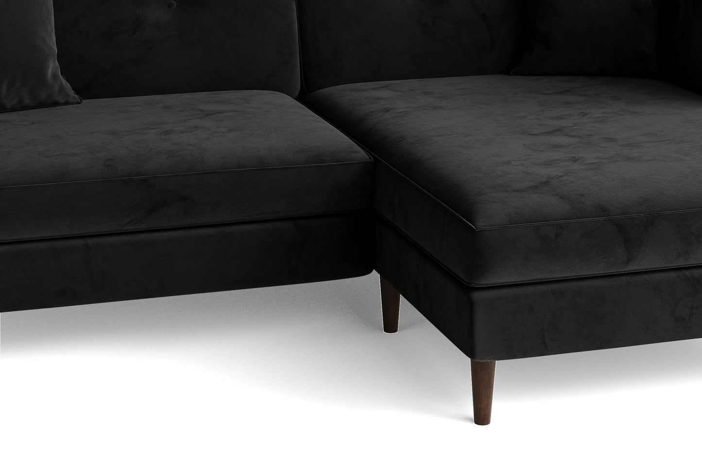 Ragusa 3 Seater Right Hand Facing Chaise Lounge Corner Sofa Black Velvet