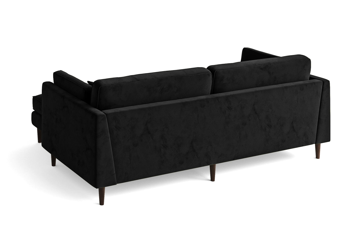 Ragusa 3 Seater Right Hand Facing Chaise Lounge Corner Sofa Black Velvet