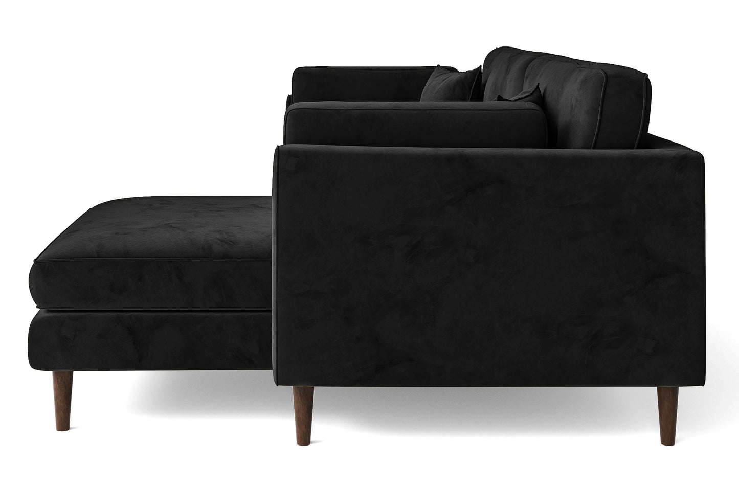 Ragusa 3 Seater Right Hand Facing Chaise Lounge Corner Sofa Black Velvet