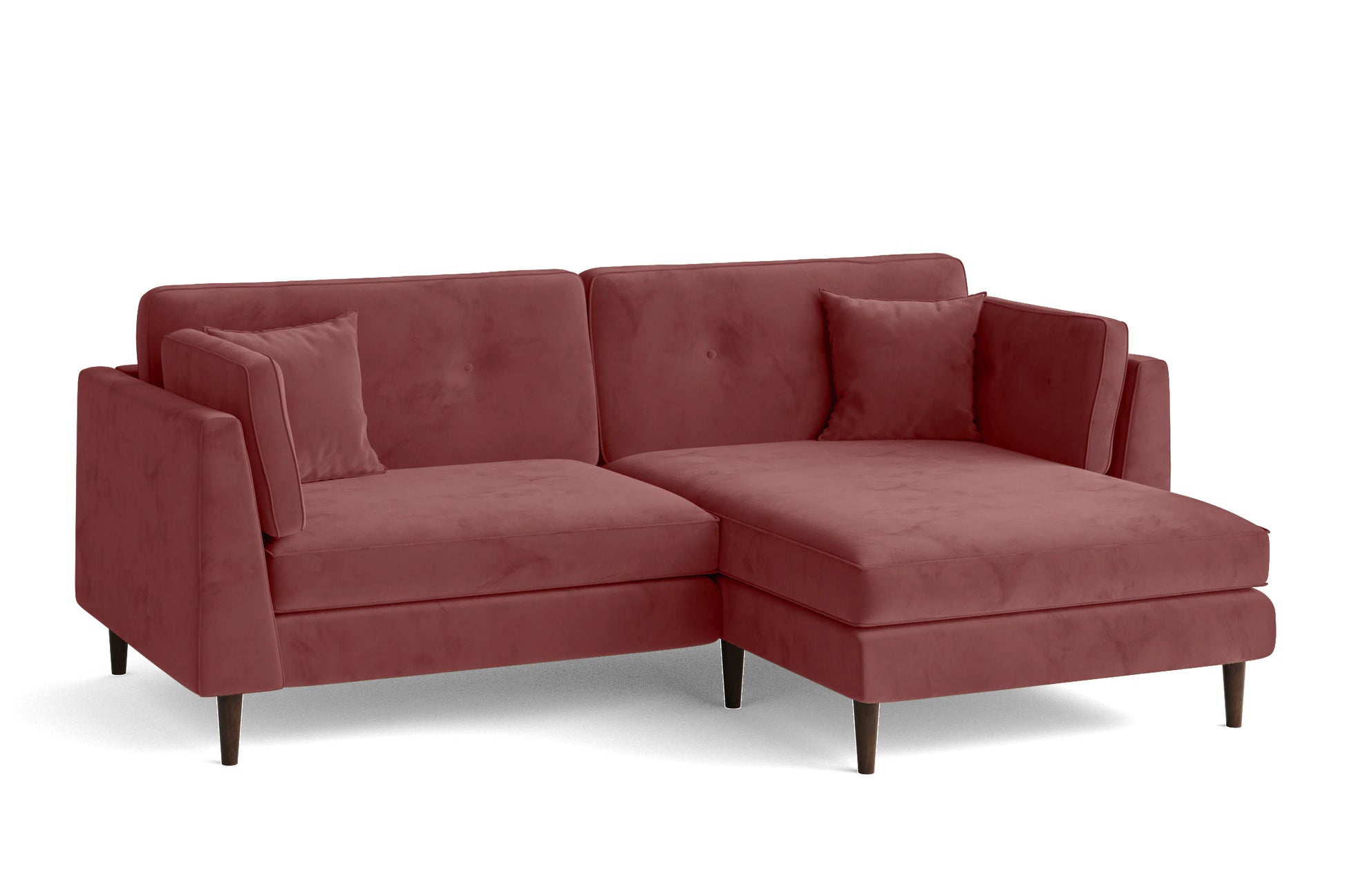 Ragusa 3 Seater Right Hand Facing Chaise Lounge Corner Sofa Pink Velvet