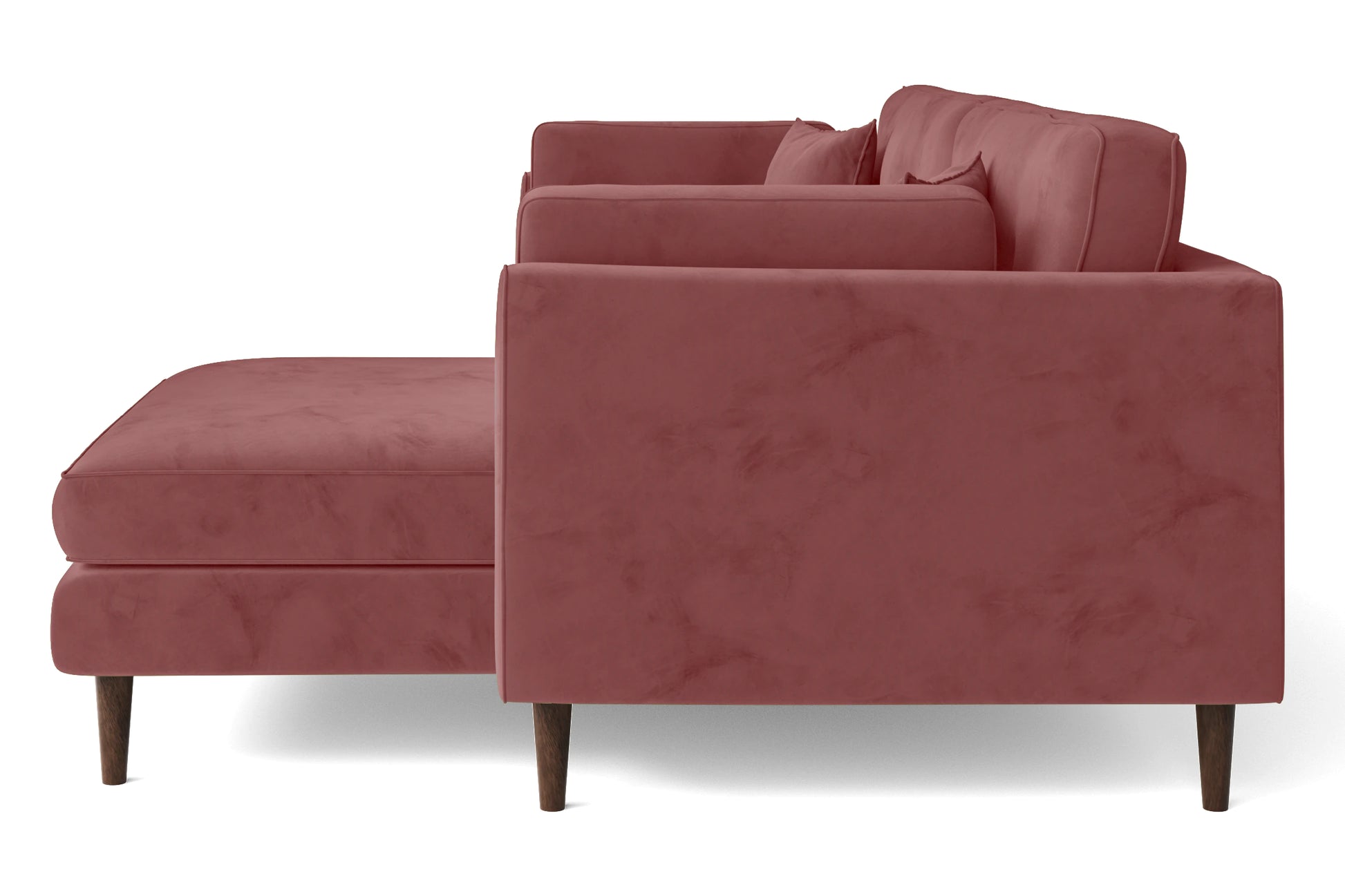 Ragusa 3 Seater Right Hand Facing Chaise Lounge Corner Sofa Pink Velvet