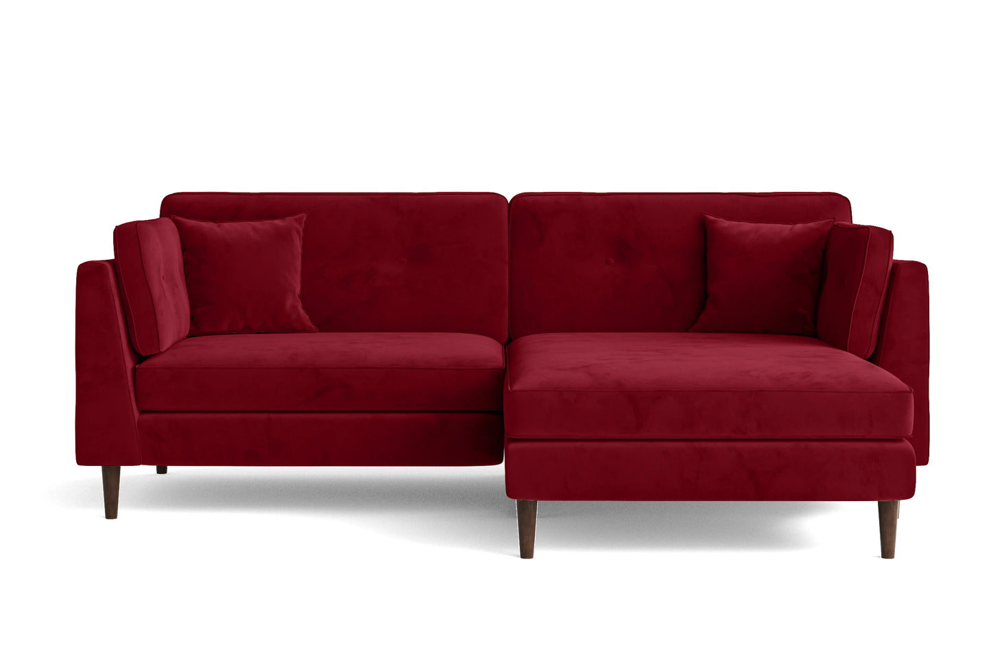 Ragusa 3 Seater Right Hand Facing Chaise Lounge Corner Sofa Red Velvet