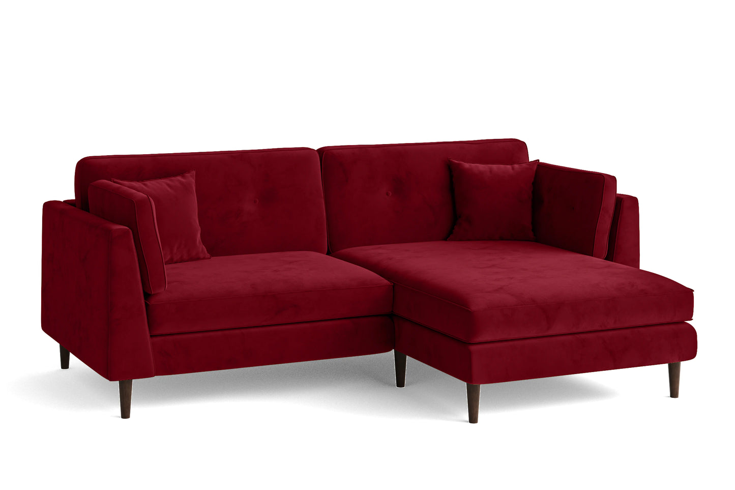 Ragusa 3 Seater Right Hand Facing Chaise Lounge Corner Sofa Red Velvet