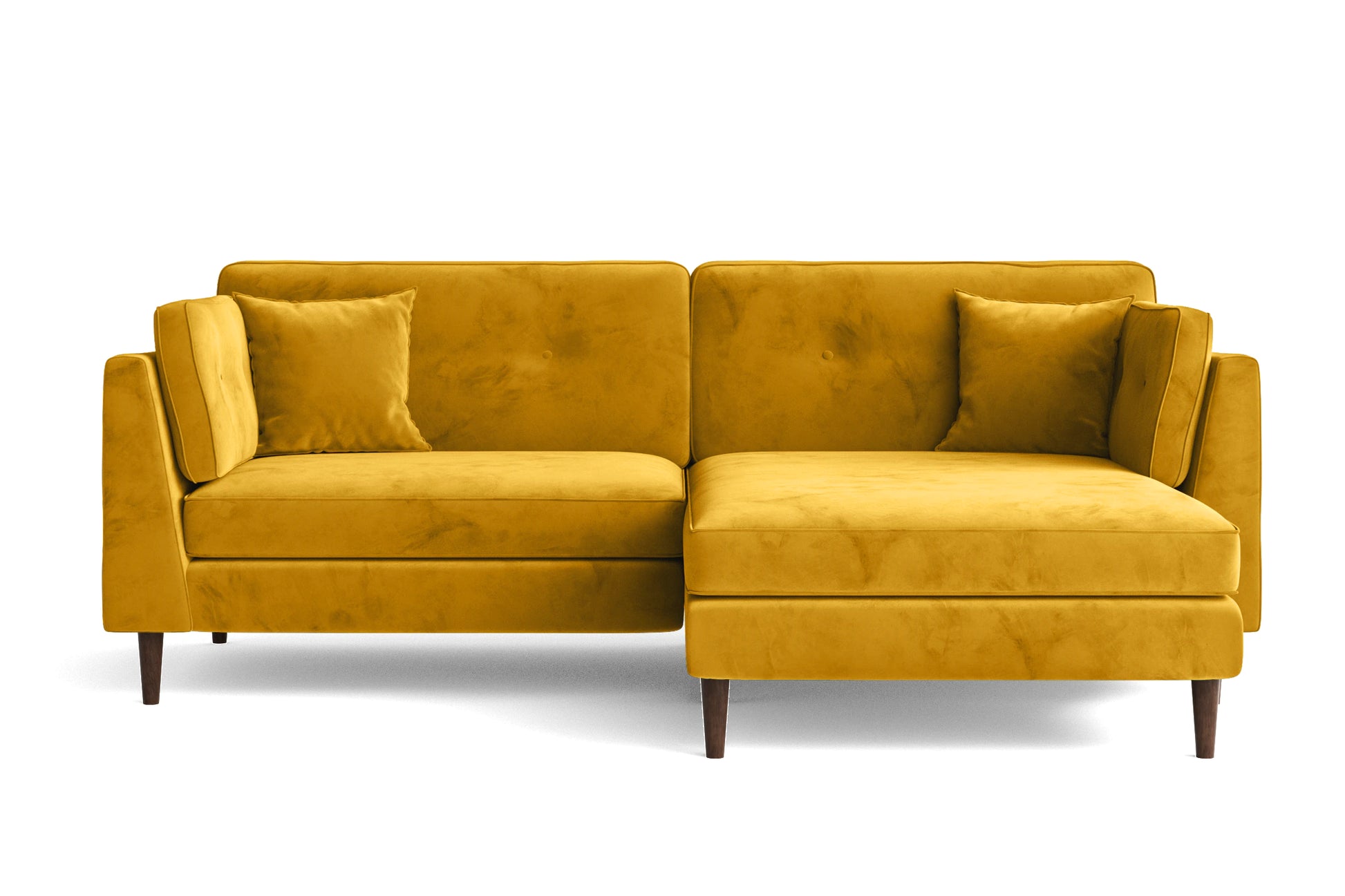 Ragusa 3 Seater Right Hand Facing Chaise Lounge Corner Sofa Yellow Velvet