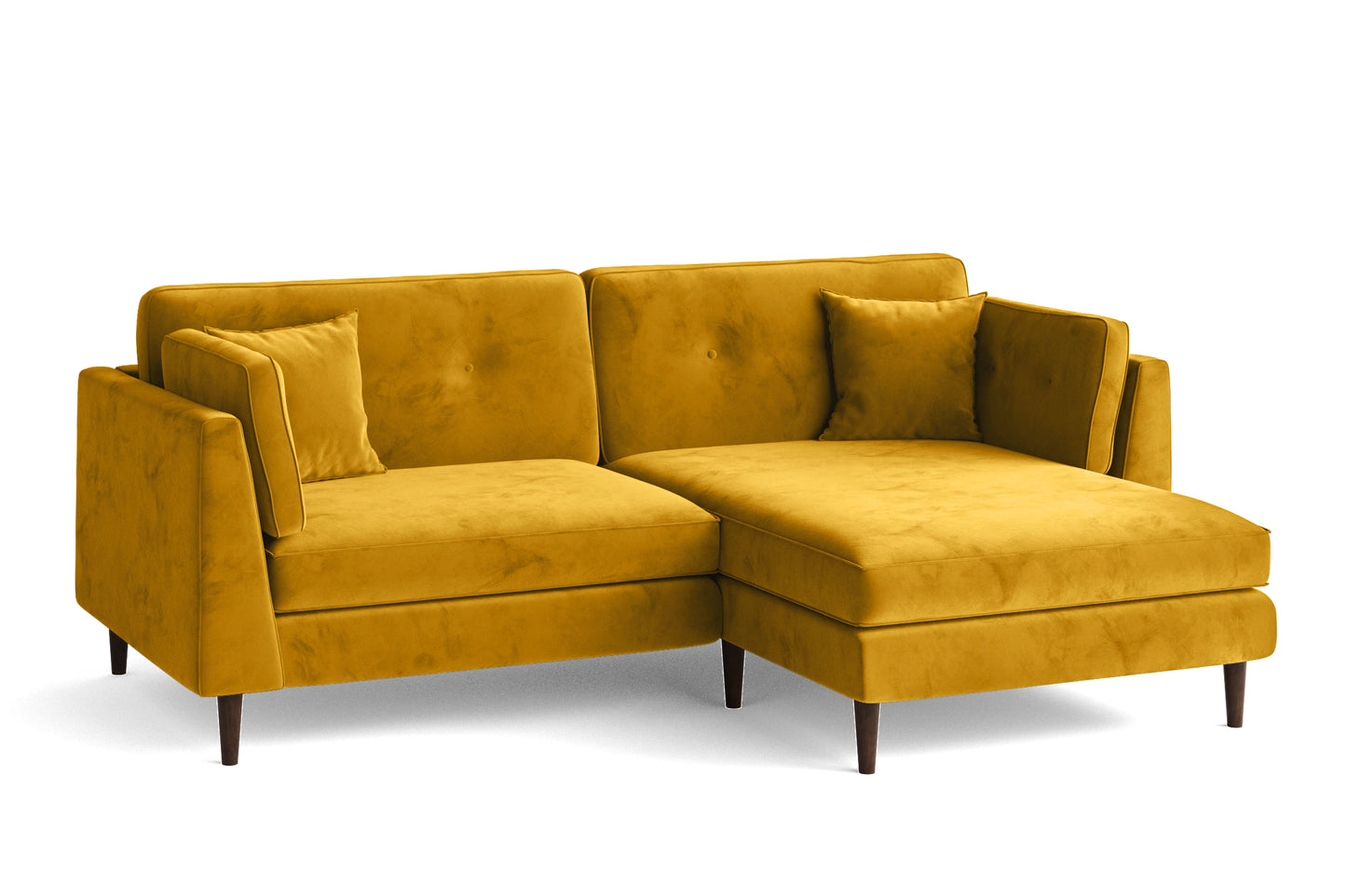 Ragusa 3 Seater Right Hand Facing Chaise Lounge Corner Sofa Yellow Velvet