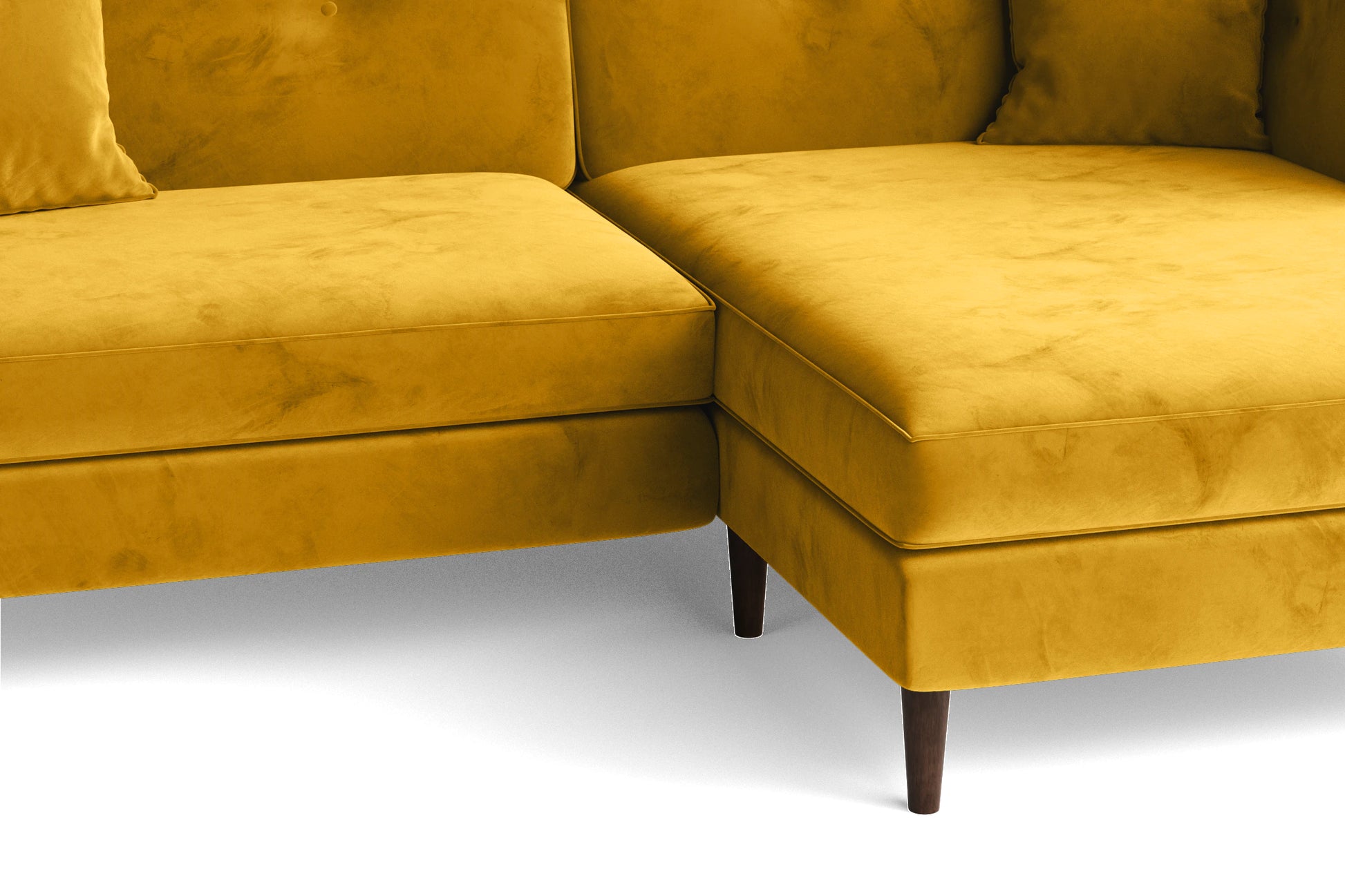 Ragusa 3 Seater Right Hand Facing Chaise Lounge Corner Sofa Yellow Velvet