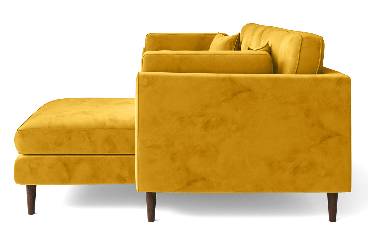 Ragusa 3 Seater Right Hand Facing Chaise Lounge Corner Sofa Yellow Velvet