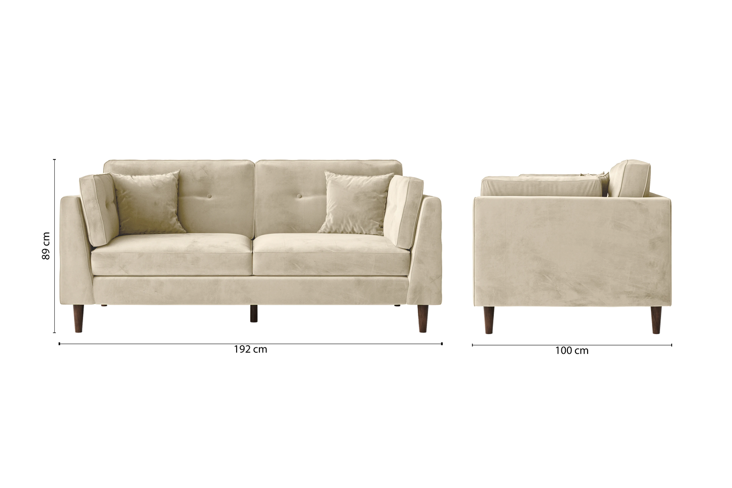 Ragusa 3 Seater Sofa Cream Velvet