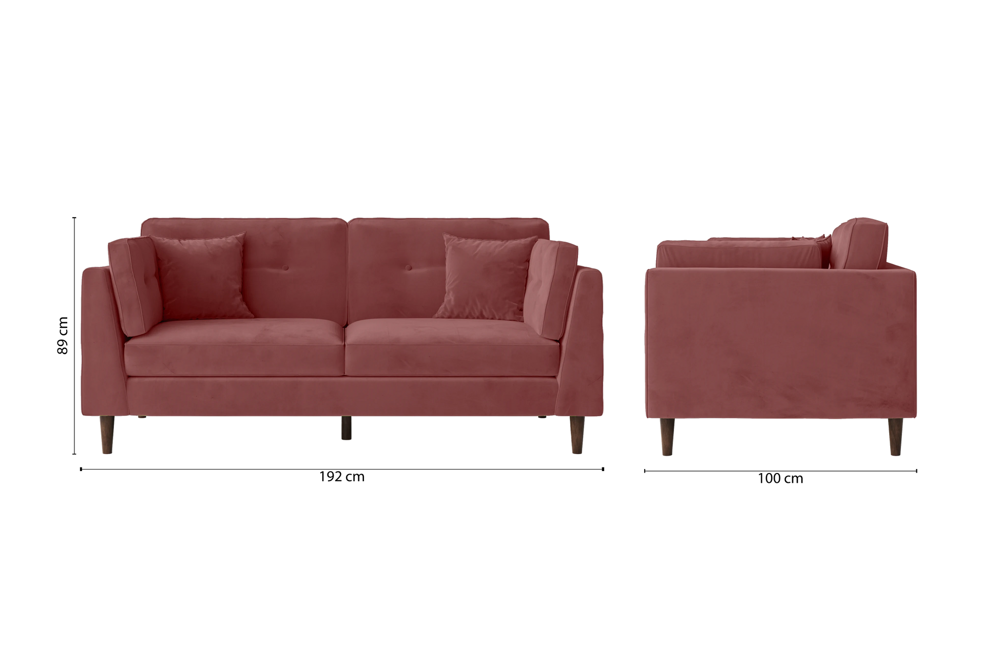 Ragusa 3 Seater Sofa Pink Velvet