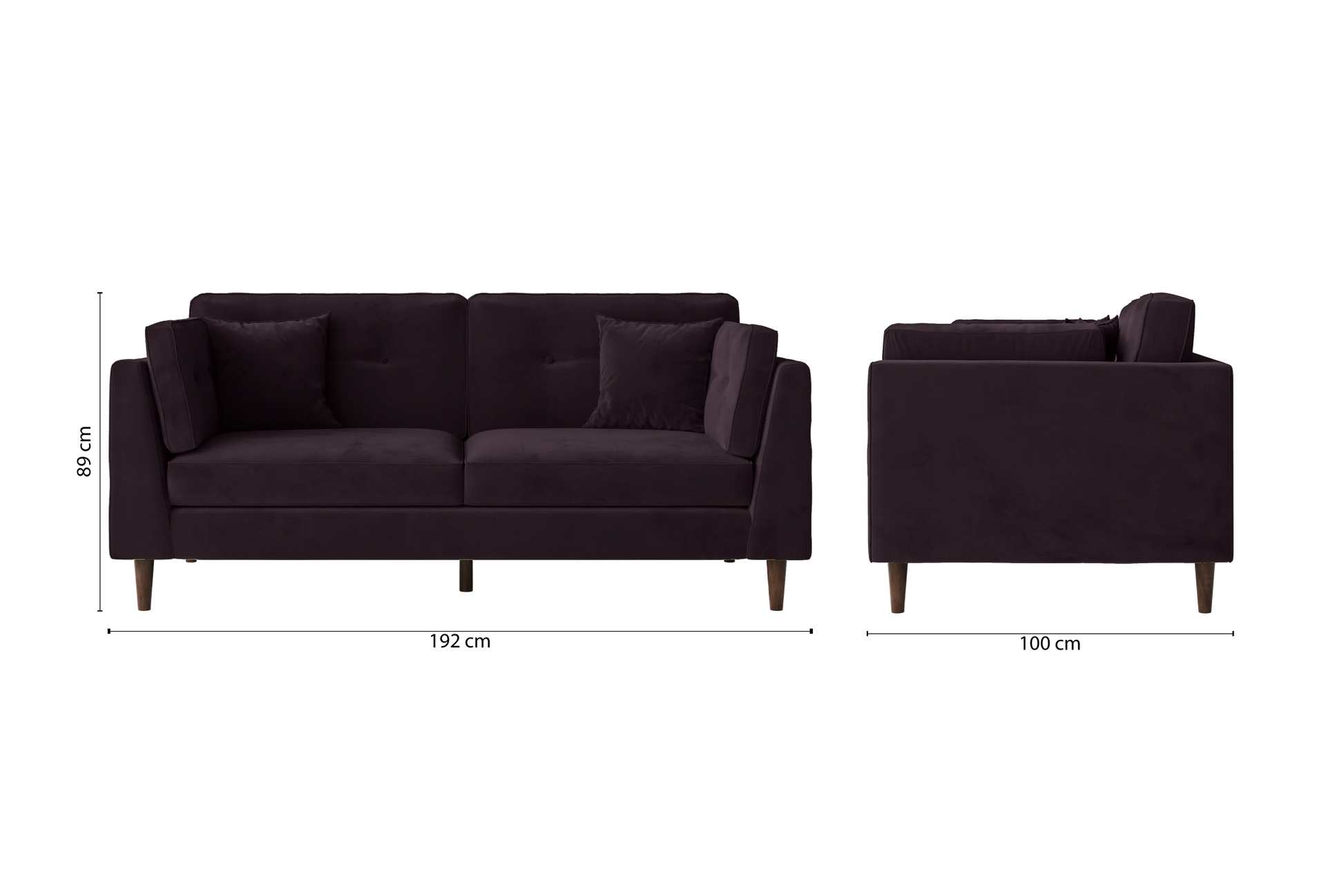 Ragusa 3 Seater Sofa Purple Velvet