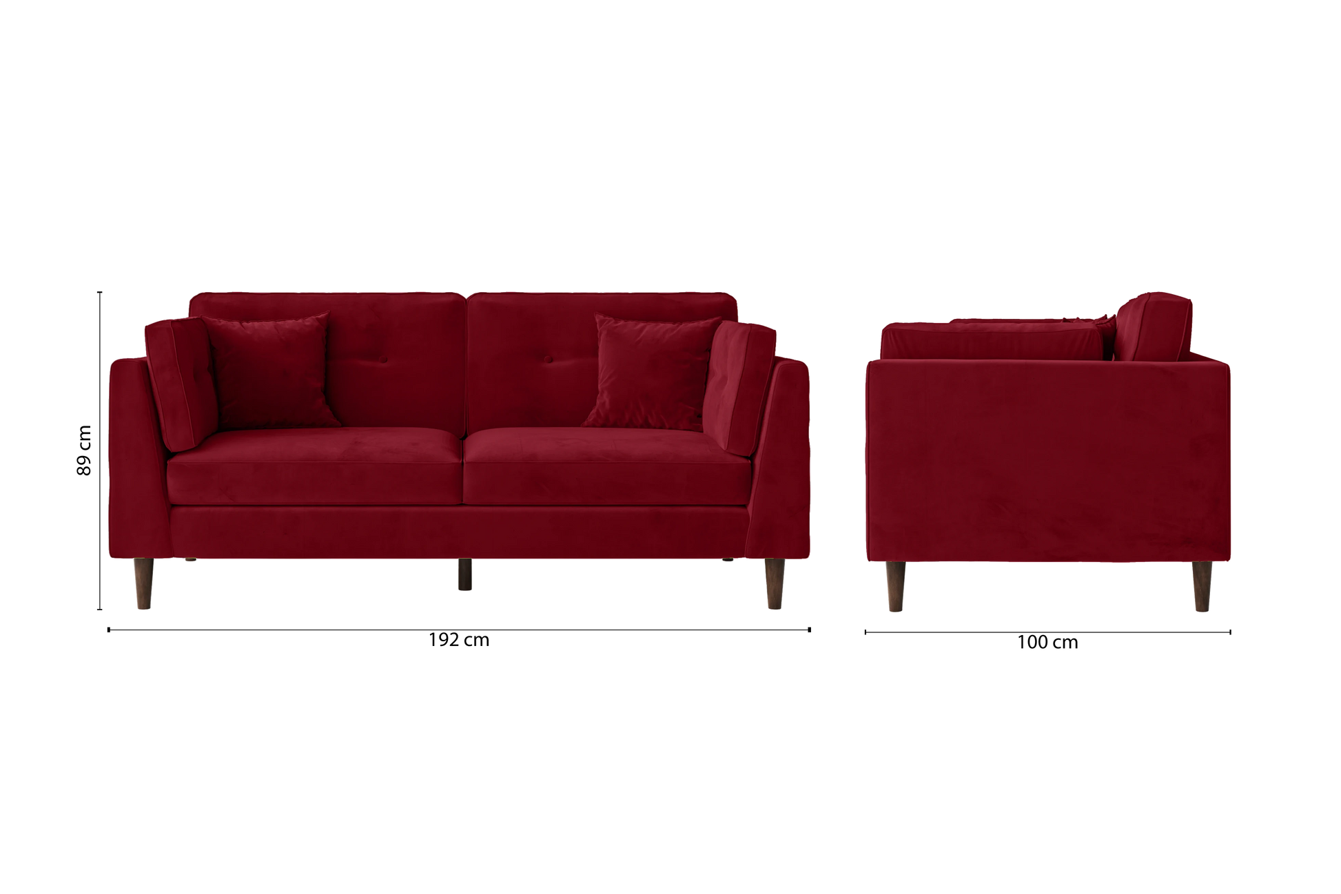 Ragusa 3 Seater Sofa Red Velvet