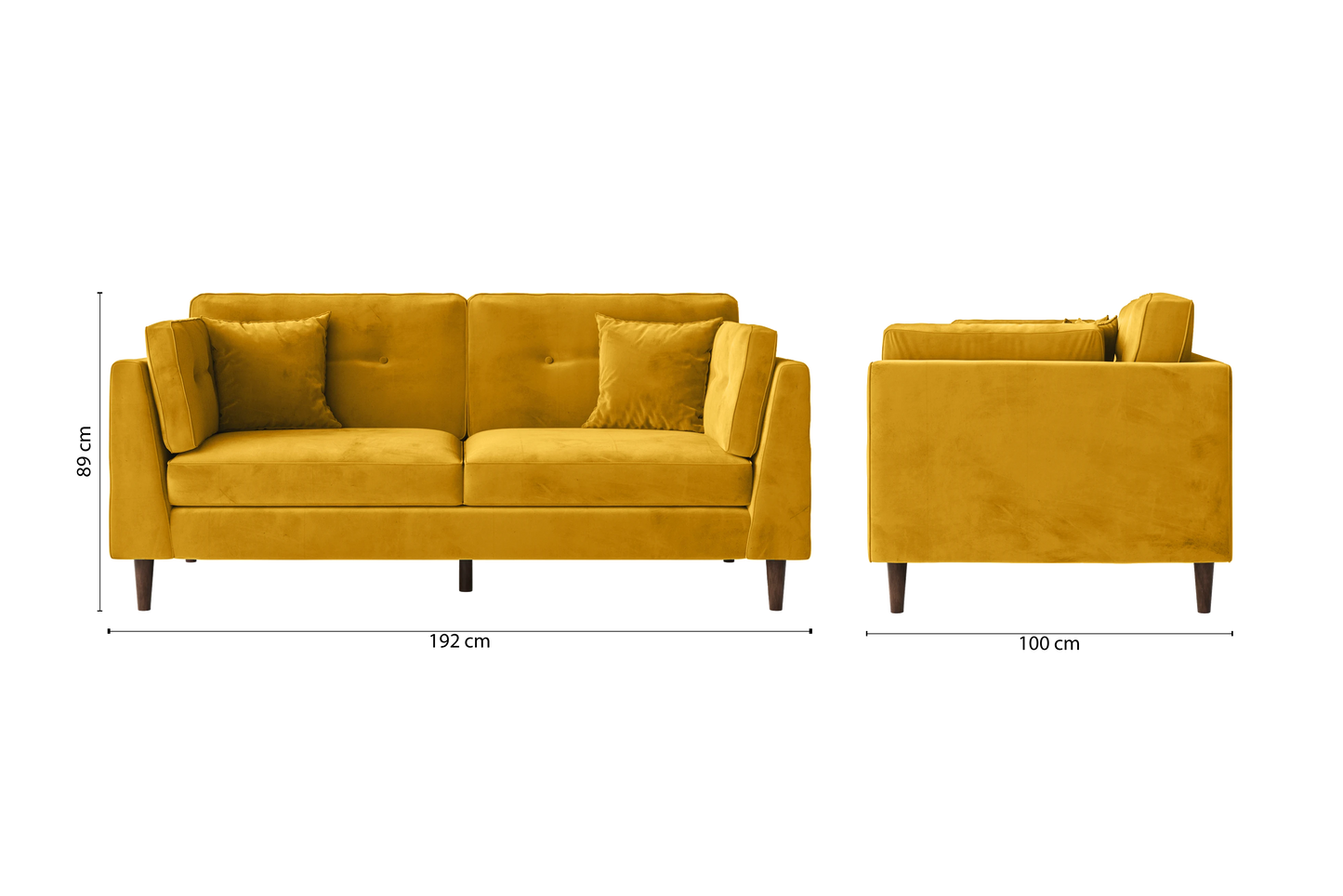 Ragusa 3 Seater Sofa Yellow Velvet