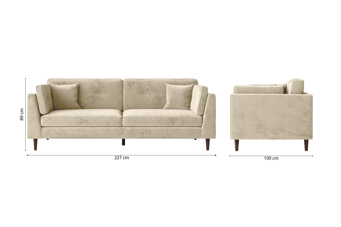 Ragusa 4 Seater Sofa Cream Velvet