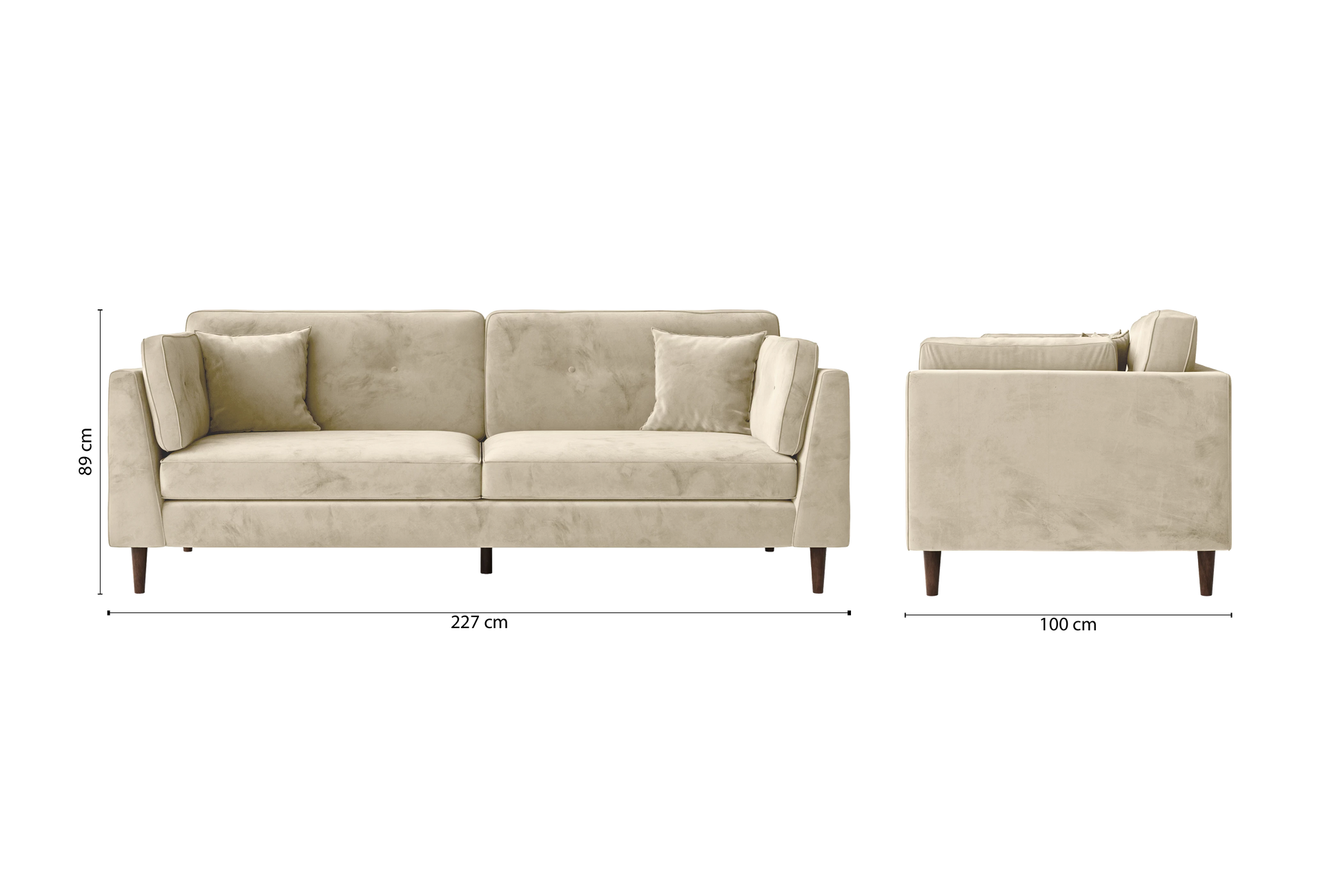 Ragusa 4 Seater Sofa Cream Velvet