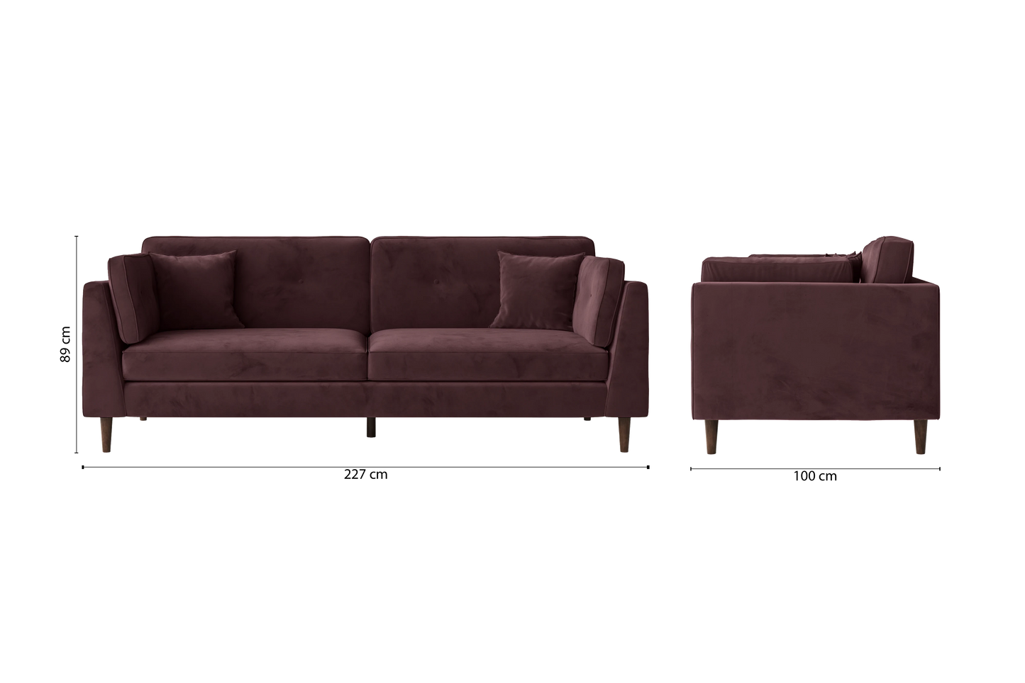 Ragusa 4 Seater Sofa Grape Velvet