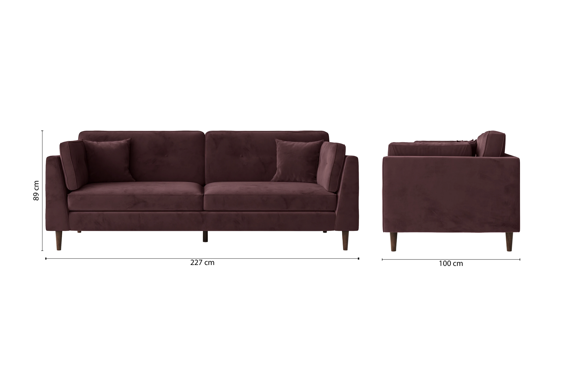 Ragusa 4 Seater Sofa Grape Velvet