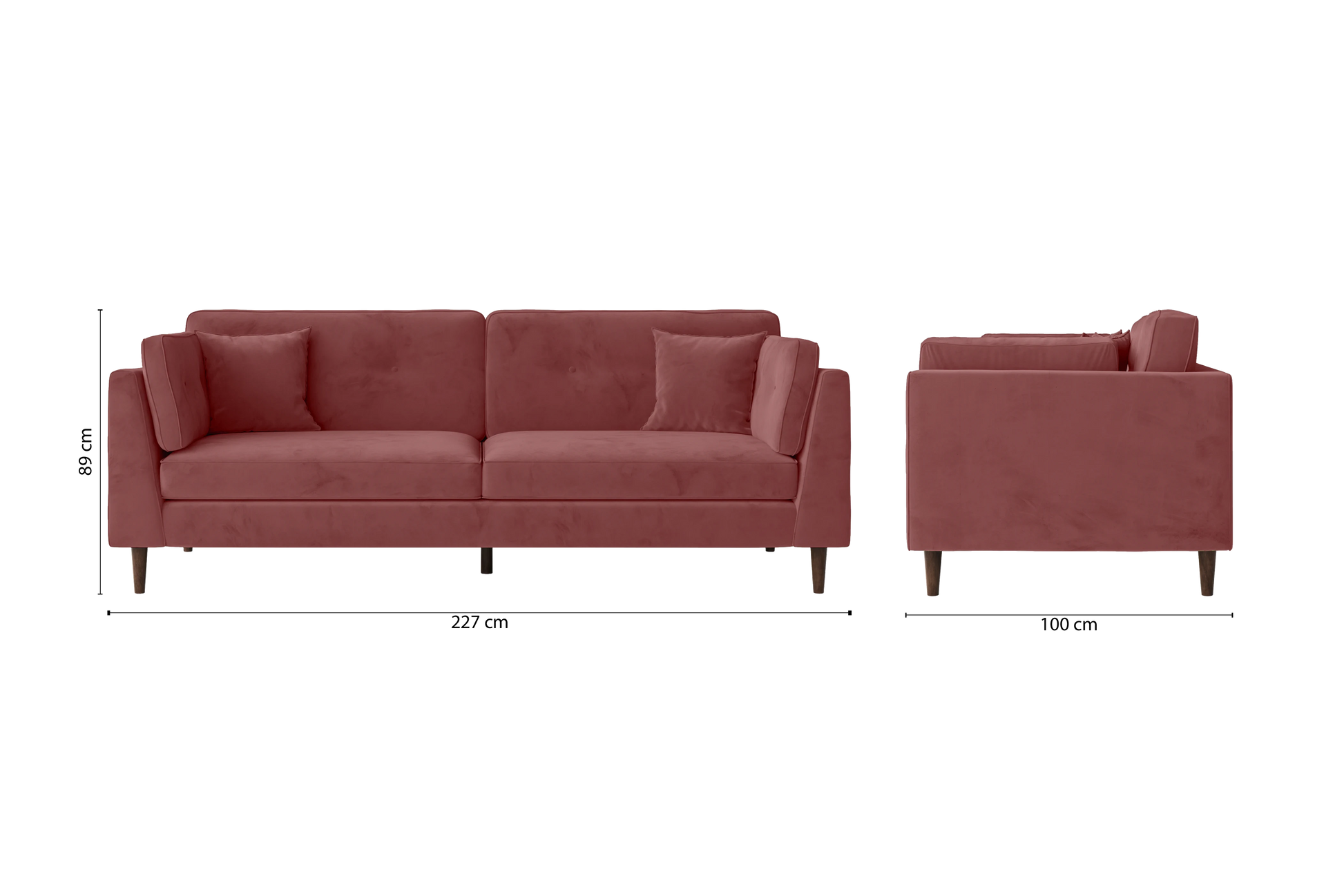 Ragusa 4 Seater Sofa Pink Velvet