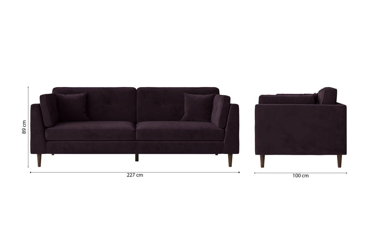 Ragusa 4 Seater Sofa Purple Velvet