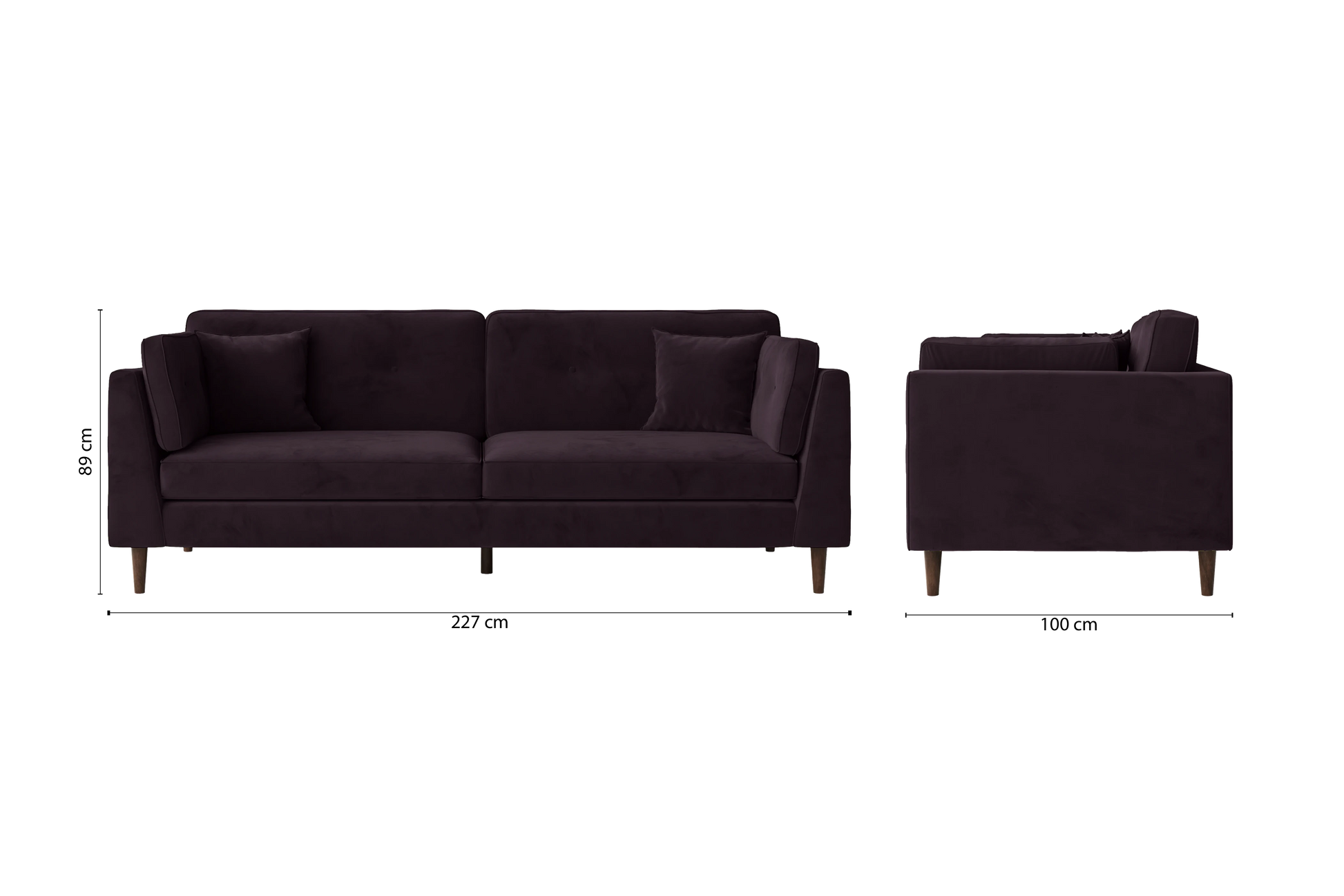 Ragusa 4 Seater Sofa Purple Velvet