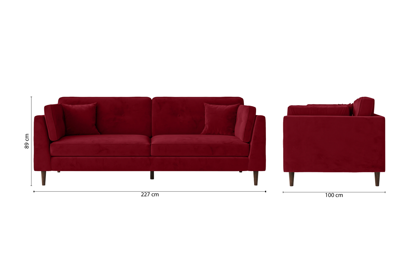 Ragusa 4 Seater Sofa Red Velvet