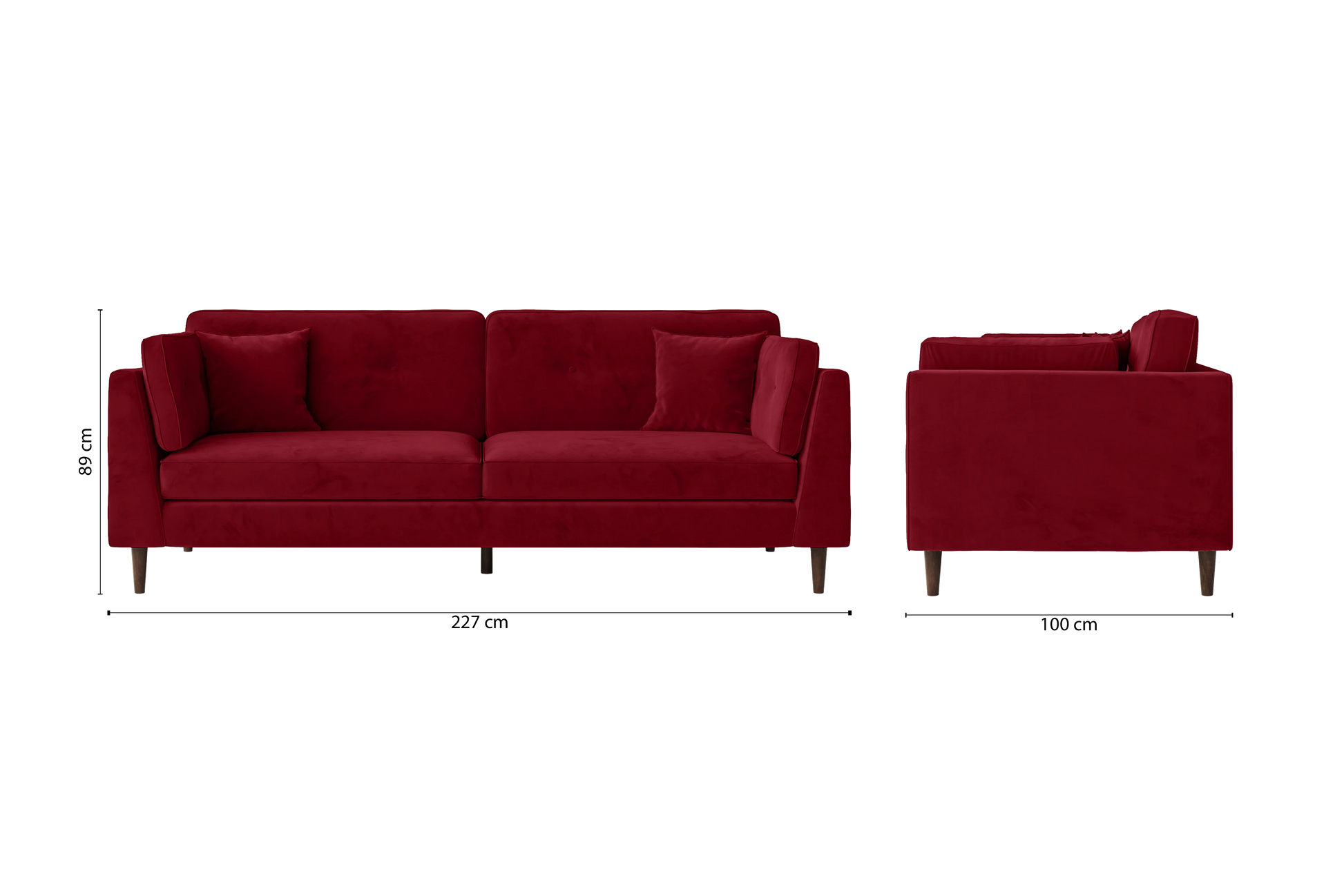 Ragusa 4 Seater Sofa Red Velvet