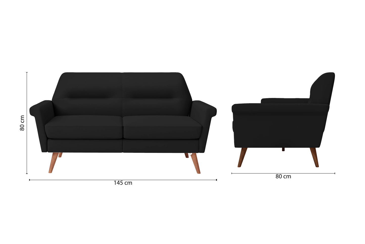 Ravenna 2 Seater Sofa Black Leather